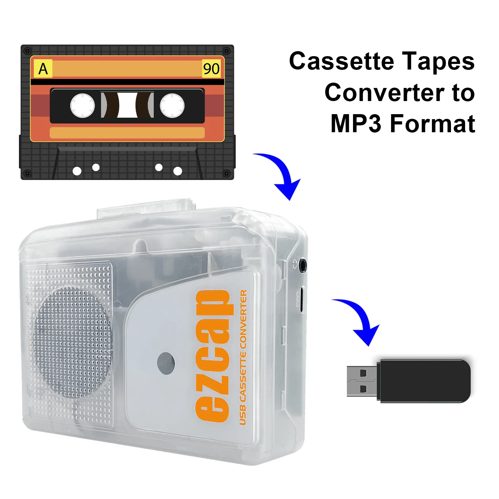 Novo ezcap249 usb cassete play - Audio Music Converter To Mp3 avaliação e preço
