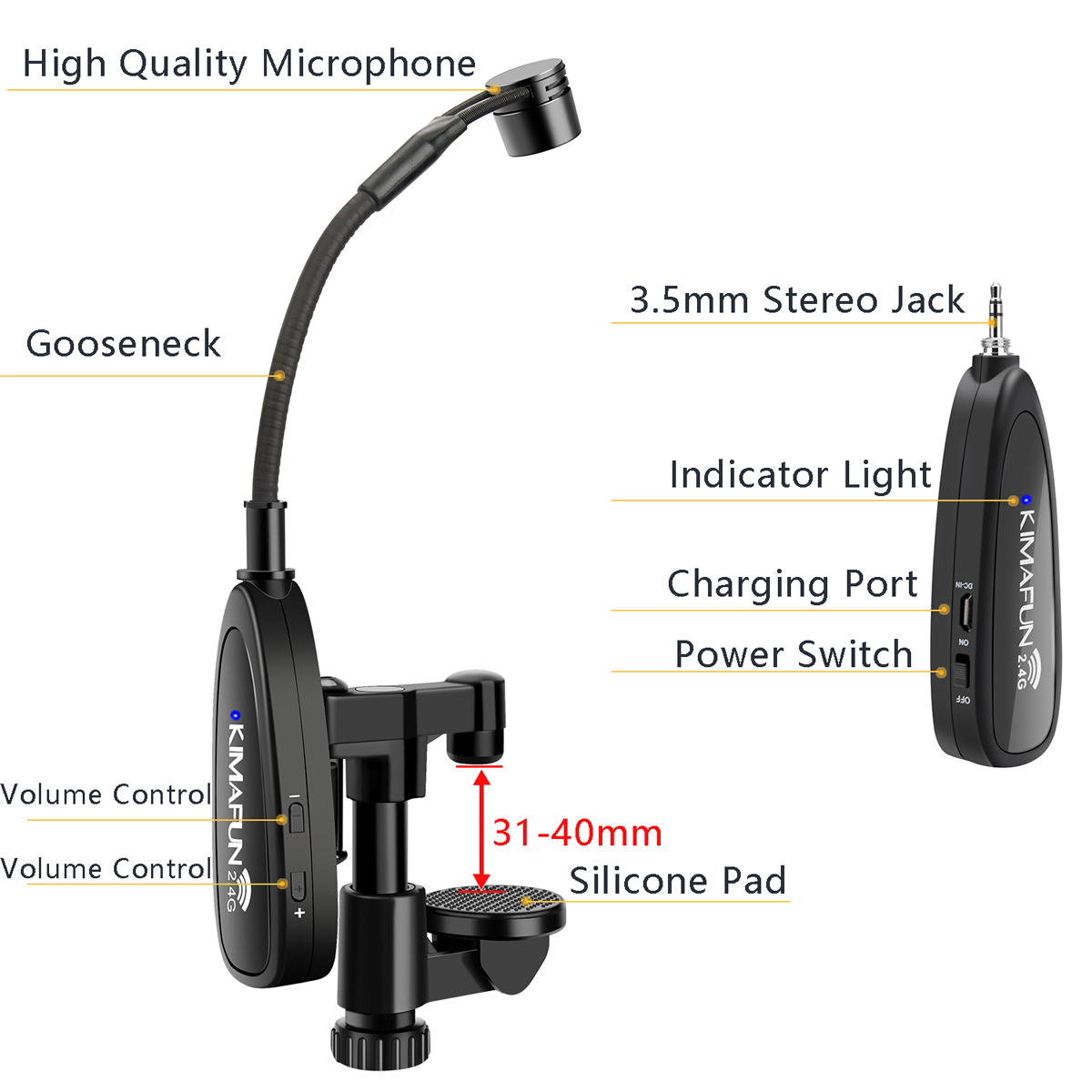 KIMAFUN 2.4G Instrumento Music - Audio Music Youtube avaliação e preço